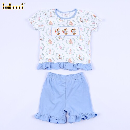 Easter Bunney Smocked Outfit For Girl- BB3351